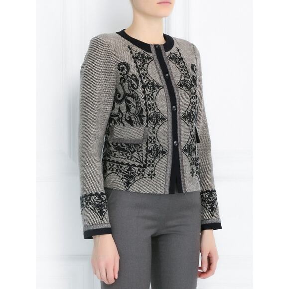 ETRO Women 42 US 6 Milano Jacket Blazer Brown Black Tweed Embroidered NWT $2690 - Picture 3 of 13